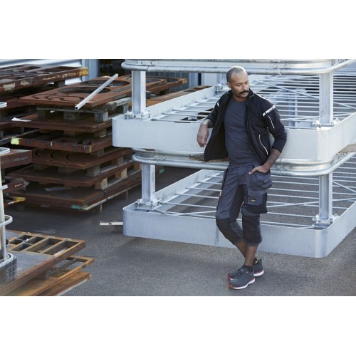 6142 Pantalones pirata de trabajo elásticos bolsillos flotantes AllroundWork Gris Acero/Negro